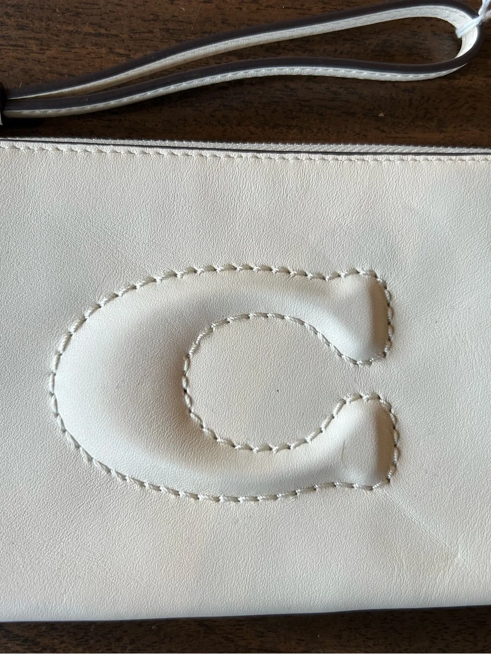 Coach Large CornerZip Wristlet CR392 Chalk White Leather Ivory Wallet $168 MSRP